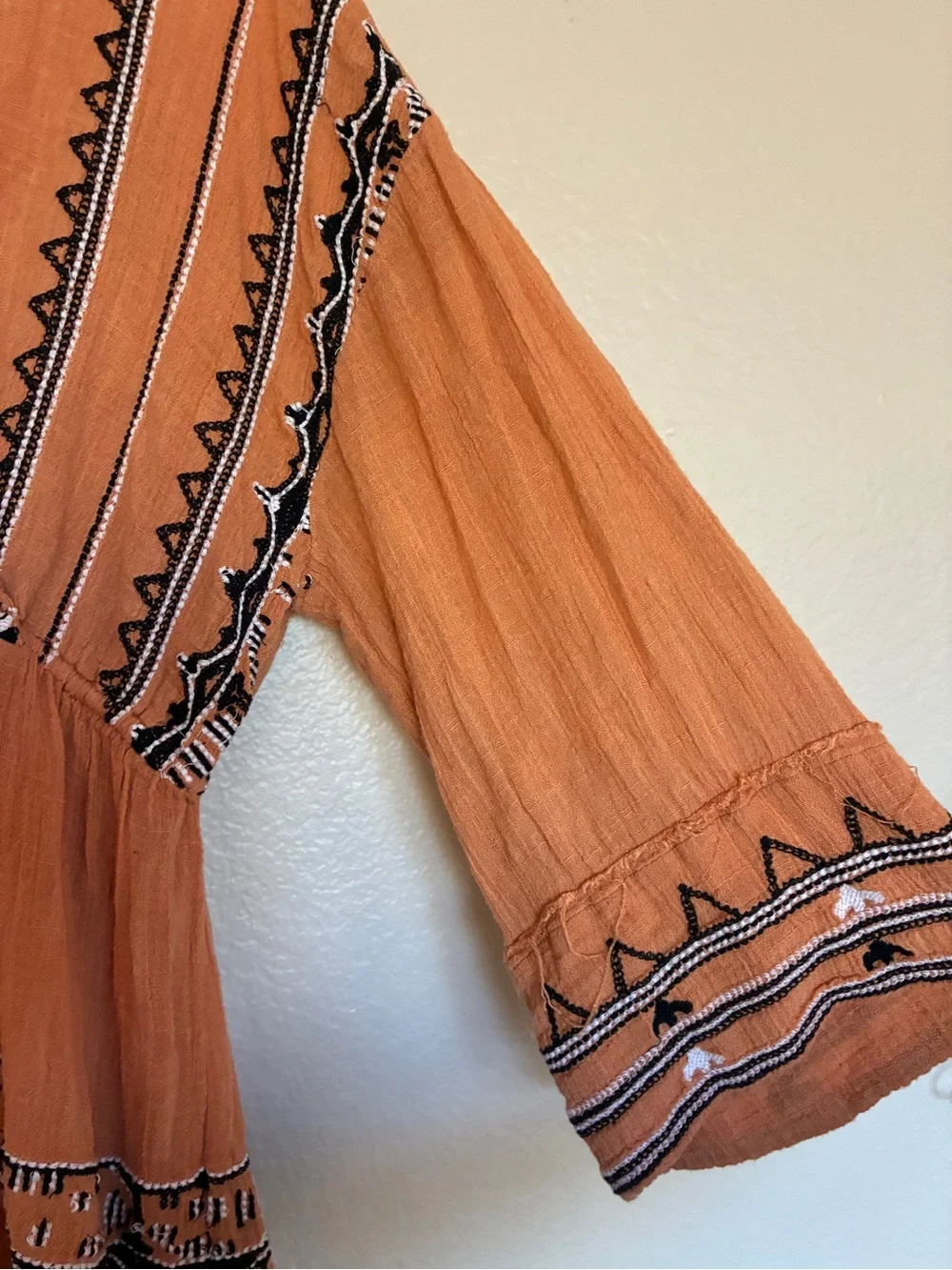 Free People Revolve Saffron Embroidered Tunic in Terracotta Boho Peasant Tunic - Picture 4 of 14